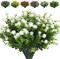 Artificial Flowers, Fake Outdoor UV Resistant Plants Artificial Lotus Flowers Eucalyptus Greenery Shrubs Bridal Wedding Bouquet for Home Garden Party Wedding Decoration 8 Bundles (White)